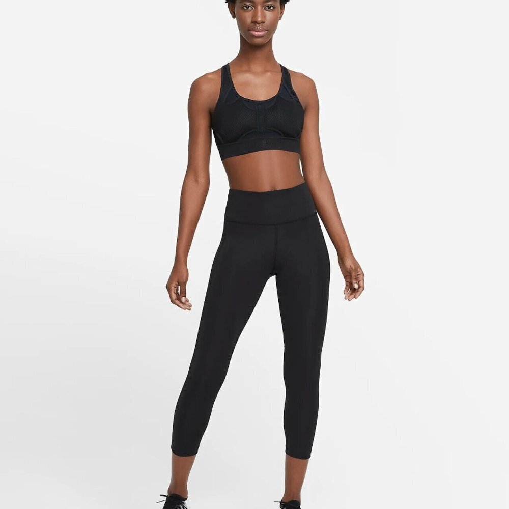 Nike Fast Women's Leggings Sports black  Meduim Mid-Rise Crop Running - Picture 6 of 11